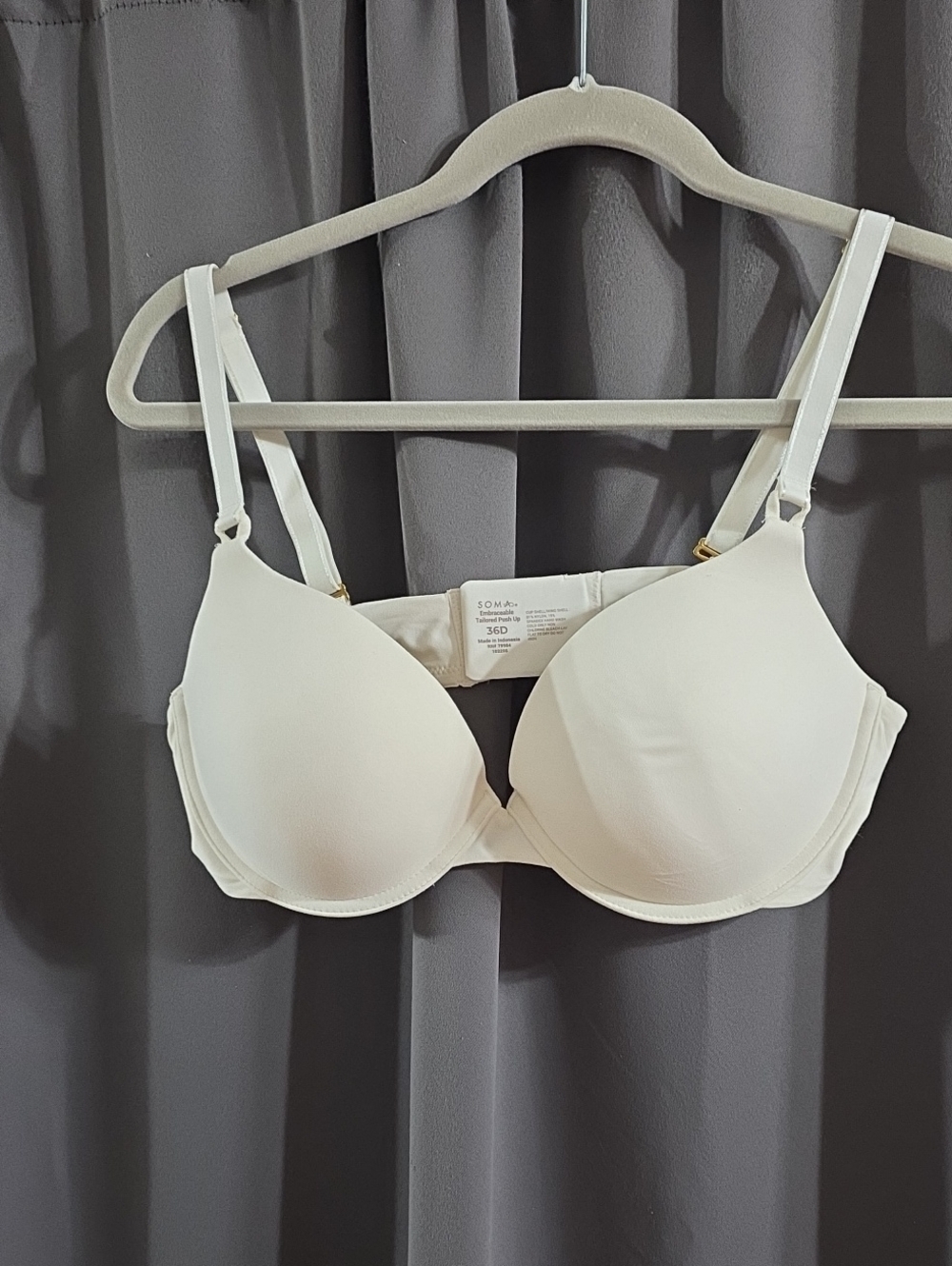 Soma Embraceable Tailored Push Up Bra Cream Color Underwire Padded Sz 36D EUC